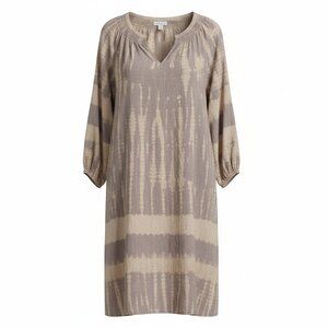 Pure J.Jill 99% Cotton Tie-Dye Dress Beige/Gray | Boho Minimalist Style | Size M